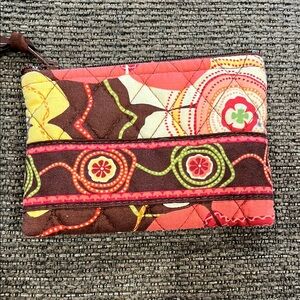 Vera Bradley Brown and Yellow Quilted little Bag Change Purse NWT
